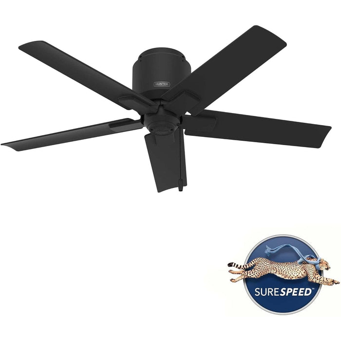 44 in. Matte Black Ceiling Fan, Ceiling Hugger Ceiling Fans, Short Blade Ceiling Fan-2-ErisView