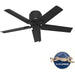 44 in. Matte Black Ceiling Fan, Ceiling Hugger Ceiling Fans, Short Blade Ceiling Fan-2-ErisView