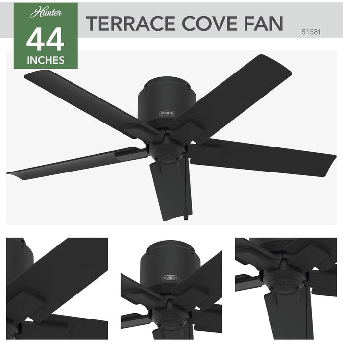 44 in. Matte Black Ceiling Fan, Ceiling Hugger Ceiling Fans, Short Blade Ceiling Fan-3-ErisView