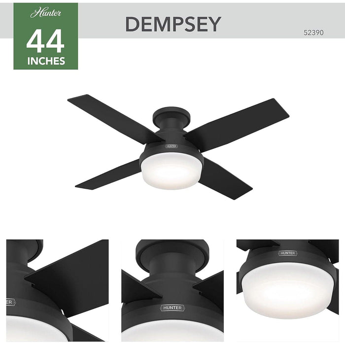 44 in. Matte Black Ceiling Fan, Metal Ceiling Fans, Black Fan with Light-2-ErisView
