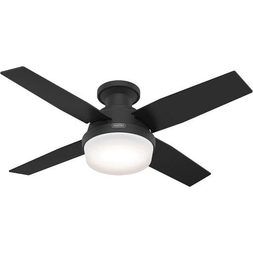 44 in. Matte Black Ceiling Fan, Metal Ceiling Fans, Black Fan with Light-1-ErisView