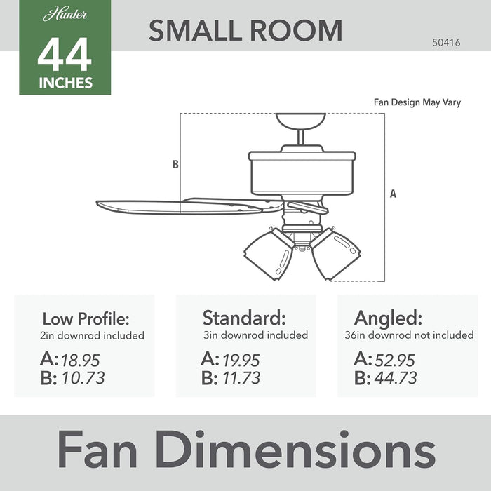 44 in. Matte Black Ceiling Fan with LED Light Kit and Handheld Remote, Hugger Ceiling Fan with Light-5-ErisView