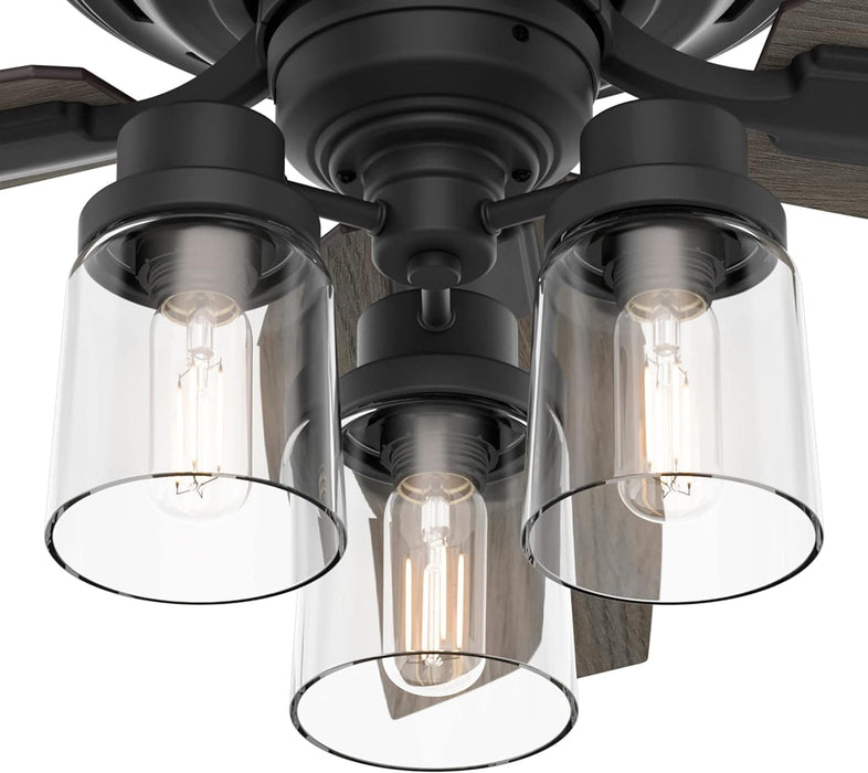 44 in. Matte Black Ceiling Fan with LED Light Kit and Handheld Remote, Hugger Ceiling Fan with Light-6-ErisView