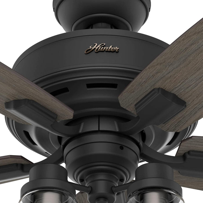 44 in. Matte Black Ceiling Fan with LED Light Kit and Handheld Remote, Hugger Ceiling Fan with Light-8-ErisView