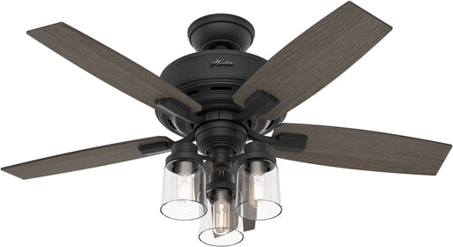 44 in. Matte Black Ceiling Fan with LED Light Kit and Handheld Remote, Hugger Ceiling Fan with Light-1-ErisView