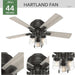44 in. Noble Bronze Ceiling Fan, Low Profile Indoor Ceiling Fan with LED Light and Pull Chain, Hugger Ceiling Fans-2-ErisView