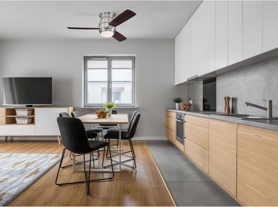 44 in. Oil Rubbed Bronze Ceiling Fan, Indoor Outdoor Ceiling Fan with Remote, Ceiling Fans for Low Ceiling with LED Light Kit and Frosted Opal Glass-11-ErisView