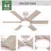 44 in. Pink Ceiling Fan, Ceiling Hugger Ceiling Fans, Cooling Ceiling Fan-3-ErisView