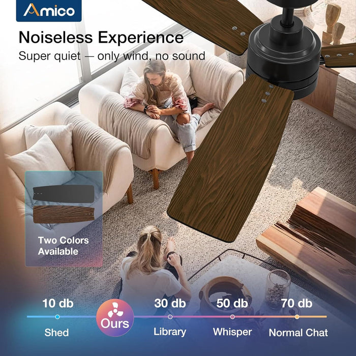 44 in. Small Outdoor Ceiling Fan with Light and Remote, Reversible Dimmable Noiseless Ceiling Fan, Black Indoor Outdoor Ceiling Fans-20-ErisView