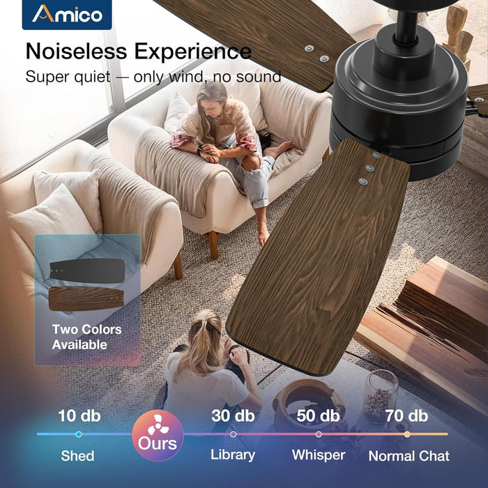 44 in. Small Outdoor Ceiling Fan with Light and Remote, Reversible Dimmable Noiseless Ceiling Fan, Black Indoor Outdoor Ceiling Fans-4-ErisView
