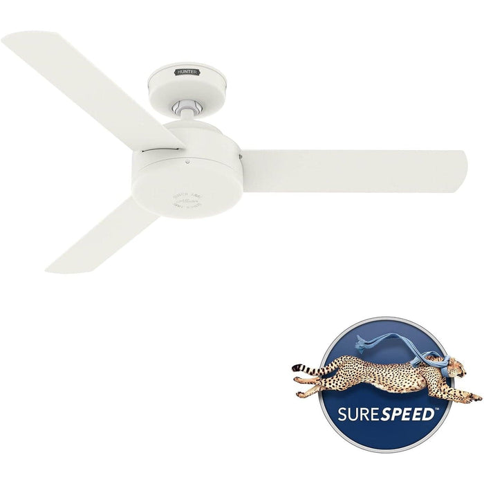 44 in. White Ceiling Fan NO Light, Matte White Ceiling Fan with Wall Control, Hugger Ceiling Fans-2-ErisView