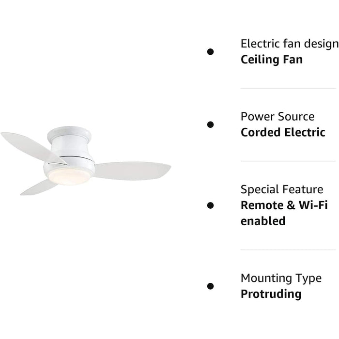 44 in. White Flush Mount Ceiling Fan with Light Remote Control, LED Fan Light-10-ErisView