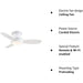 44 in. White Flush Mount Ceiling Fan with Light Remote Control, LED Fan Light-10-ErisView