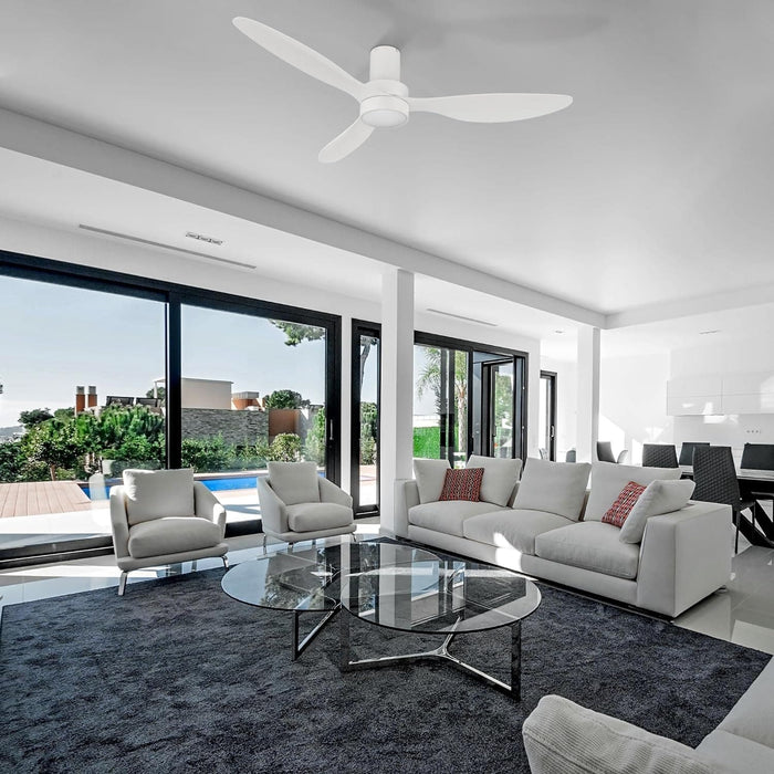 44 in. White Flush Mount Indoor Ceiling Fan, Glam Ceiling Fan, Smart Fans with Remote Voice Google Assistant Alexa Siri Shortcut Control-16-ErisView