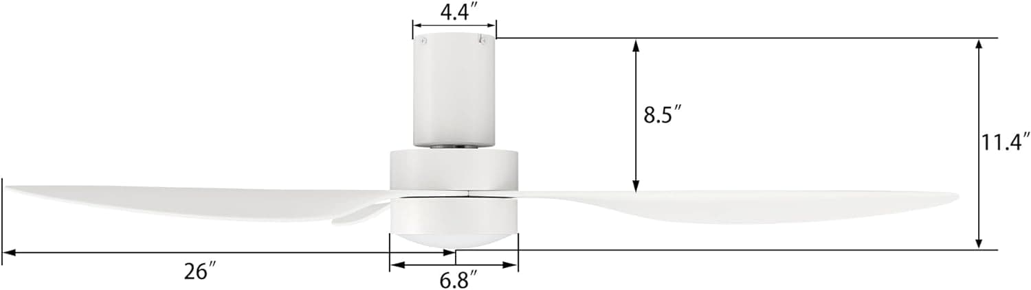 44 in. White Flush Mount Indoor Ceiling Fan, Glam Ceiling Fan, Smart Fans with Remote Voice Google Assistant Alexa Siri Shortcut Control-17-ErisView