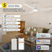 44 in. White Flush Mount Indoor Ceiling Fan, Glam Ceiling Fan, Smart Fans with Remote Voice Google Assistant Alexa Siri Shortcut Control-2-ErisView