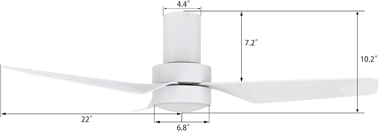44 in. White Flush Mount Indoor Ceiling Fan, Glam Ceiling Fan, Smart Fans with Remote Voice Google Assistant Alexa Siri Shortcut Control-9-ErisView