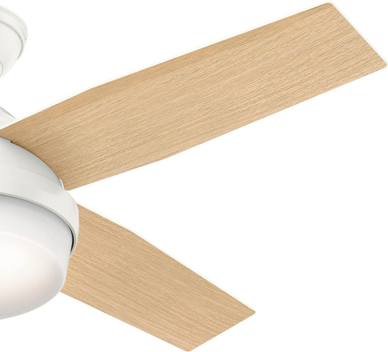 44 in. White Indoor Ceiling Fan with LED Light and Remote Control, Hugger Ceiling Fan with Light-12-ErisView