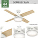 44 in. White Indoor Ceiling Fan with LED Light and Remote Control, Hugger Ceiling Fan with Light-2-ErisView