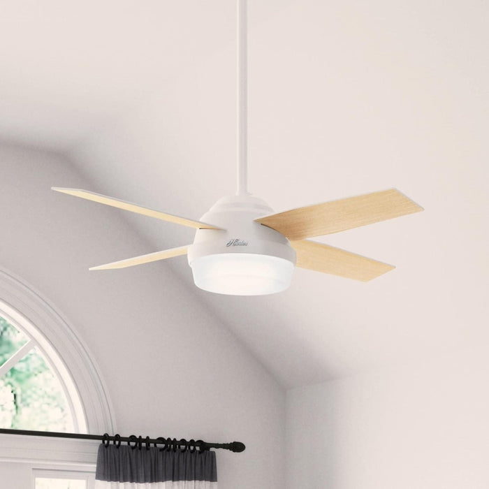 44 in. White Indoor Ceiling Fan with LED Light and Remote Control, Hugger Ceiling Fan with Light-3-ErisView