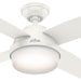 44 in. White Indoor Ceiling Fan with LED Light and Remote Control, Hugger Ceiling Fan with Light-1-ErisView