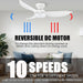 45 in. Smart Low Profile Flush Mount Ceiling Fan, Reversible Modern Ceiling Fan, Compatible with Alexa, Siri, Google Smart APP-3-ErisView