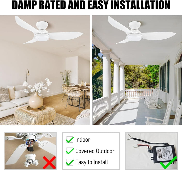45 in. Smart Low Profile Flush Mount Ceiling Fan, Reversible Modern Ceiling Fan, Compatible with Alexa, Siri, Google Smart APP-7-ErisView