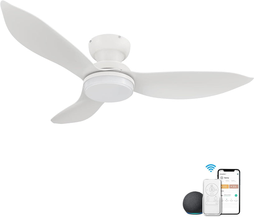 45 in. Smart Low Profile Flush Mount Ceiling Fan, Reversible Modern Ceiling Fan, Compatible with Alexa, Siri, Google Smart APP-1-ErisView
