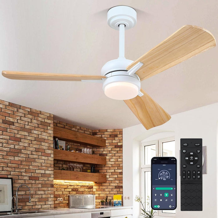 45 in. Wood Ceiling Fan with Remote Control, Farmhouse Low Profile Ceiling Fan for Bedroom Living Room-10-ErisView
