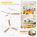 45 in. Wood Ceiling Fan with Remote Control, Farmhouse Low Profile Ceiling Fan for Bedroom Living Room-14-ErisView