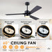 45 in. Wood Ceiling Fan with Remote Control, Farmhouse Low Profile Ceiling Fan for Bedroom Living Room-20-ErisView
