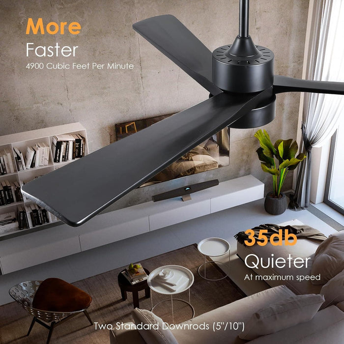 45 in. Wood Ceiling Fan with Remote Control, Farmhouse Low Profile Ceiling Fan for Bedroom Living Room-21-ErisView