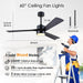 45 in. Wood Ceiling Fan with Remote Control, Farmhouse Low Profile Ceiling Fan for Bedroom Living Room-22-ErisView