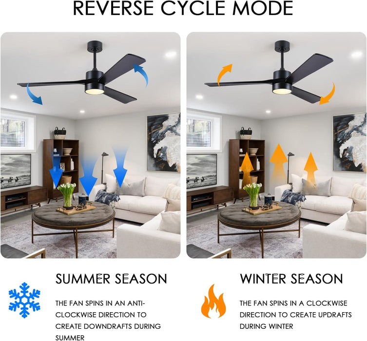 45 in. Wood Ceiling Fan with Remote Control, Farmhouse Low Profile Ceiling Fan for Bedroom Living Room-23-ErisView