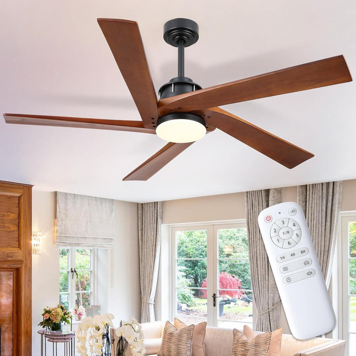 45 in. Wood Ceiling Fan with Remote Control, Farmhouse Low Profile Ceiling Fan for Bedroom Living Room-26-ErisView