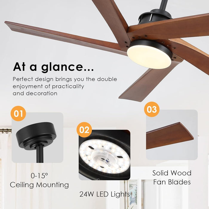 45 in. Wood Ceiling Fan with Remote Control, Farmhouse Low Profile Ceiling Fan for Bedroom Living Room-27-ErisView