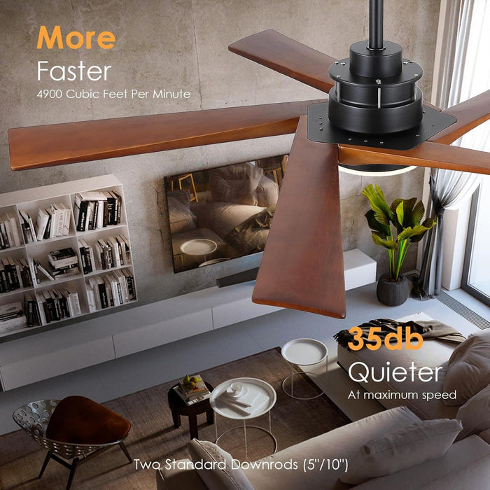 45 in. Wood Ceiling Fan with Remote Control, Farmhouse Low Profile Ceiling Fan for Bedroom Living Room-29-ErisView