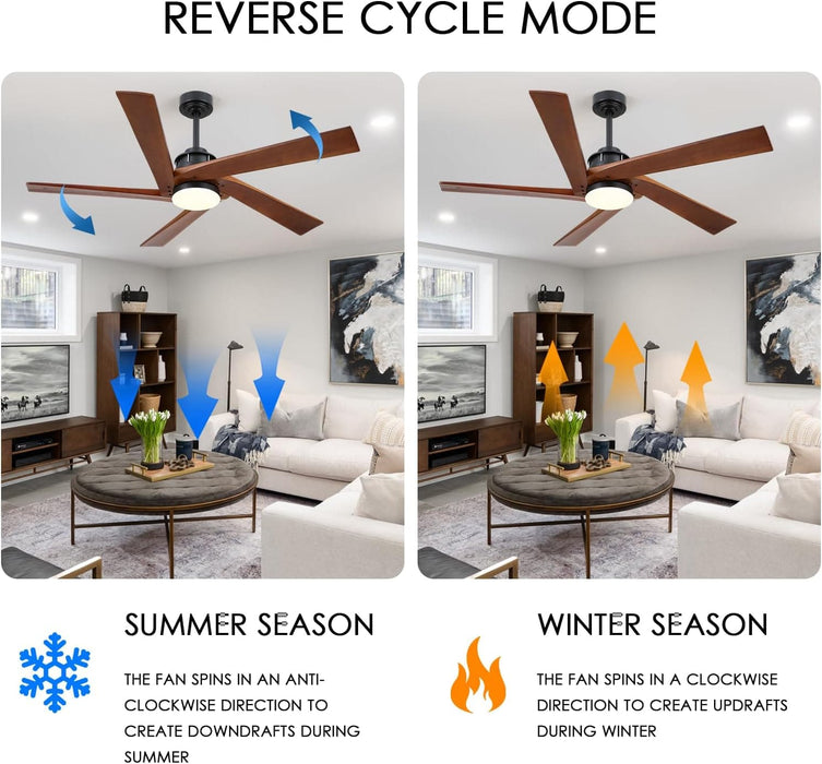 45 in. Wood Ceiling Fan with Remote Control, Farmhouse Low Profile Ceiling Fan for Bedroom Living Room-31-ErisView