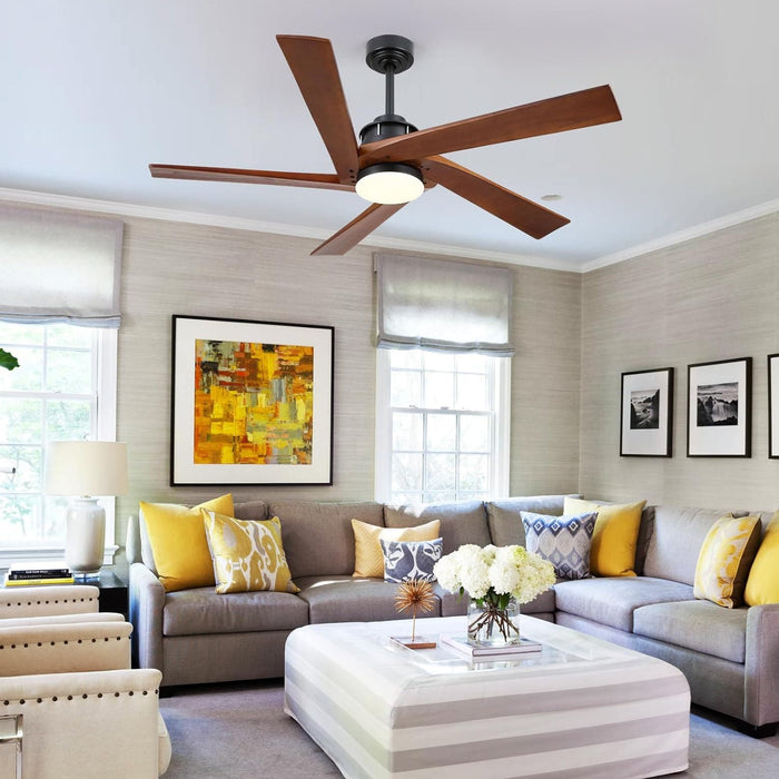 45 in. Wood Ceiling Fan with Remote Control, Farmhouse Low Profile Ceiling Fan for Bedroom Living Room-32-ErisView