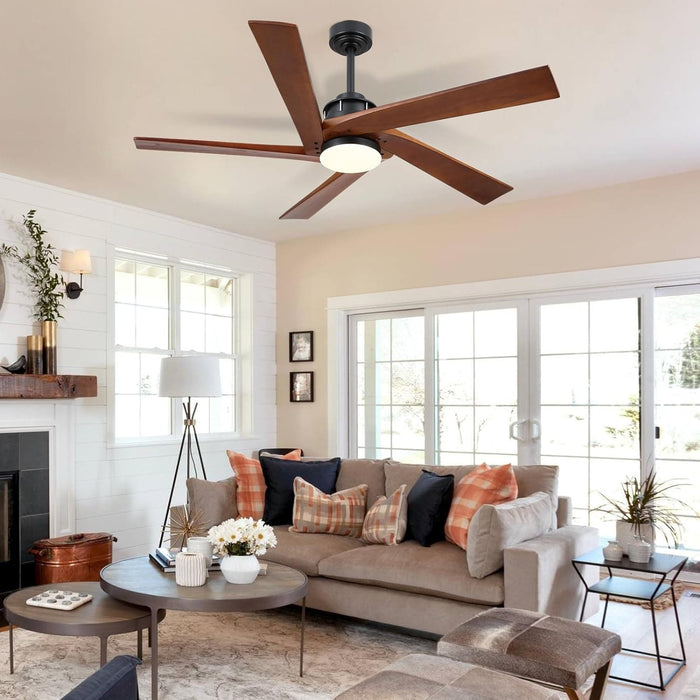 45 in. Wood Ceiling Fan with Remote Control, Farmhouse Low Profile Ceiling Fan for Bedroom Living Room-33-ErisView