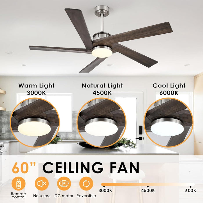 45 in. Wood Ceiling Fan with Remote Control, Farmhouse Low Profile Ceiling Fan for Bedroom Living Room-36-ErisView
