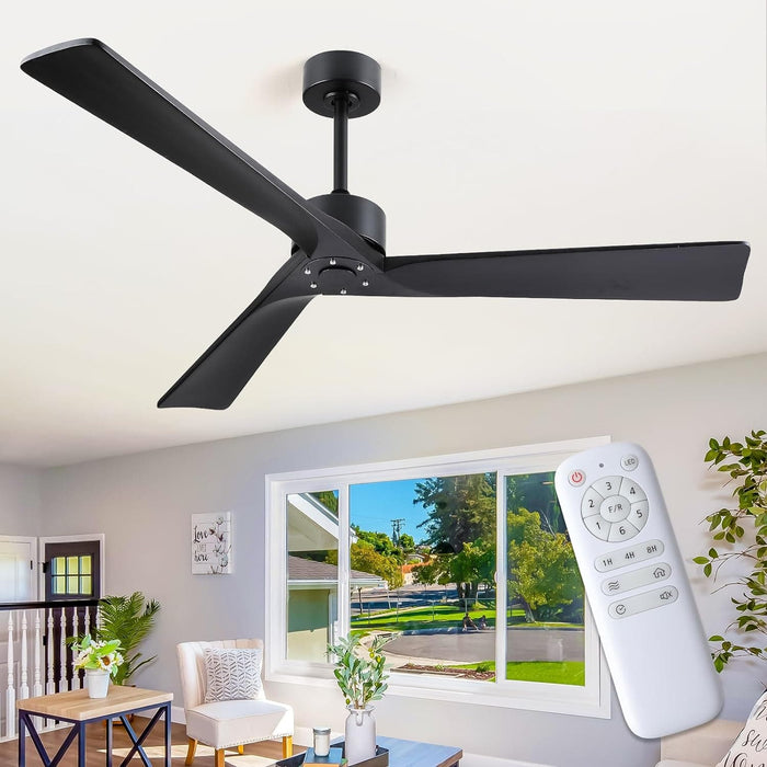 45 in. Wood Ceiling Fan with Remote Control, Farmhouse Low Profile Ceiling Fan for Bedroom Living Room-42-ErisView