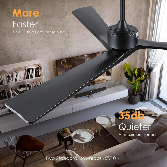 45 in. Wood Ceiling Fan with Remote Control, Farmhouse Low Profile Ceiling Fan for Bedroom Living Room-45-ErisView