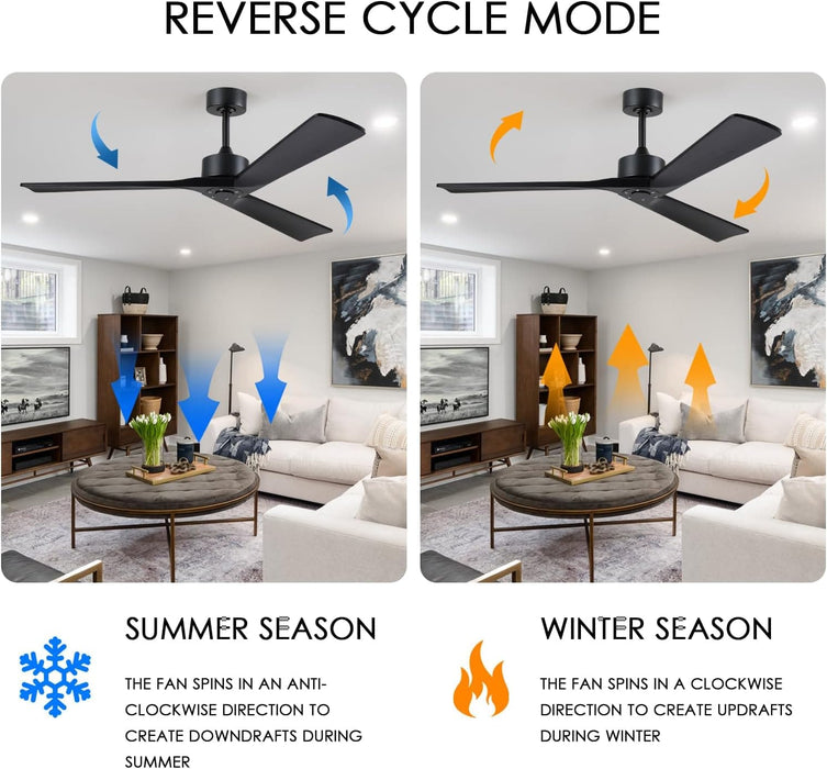 45 in. Wood Ceiling Fan with Remote Control, Farmhouse Low Profile Ceiling Fan for Bedroom Living Room-47-ErisView