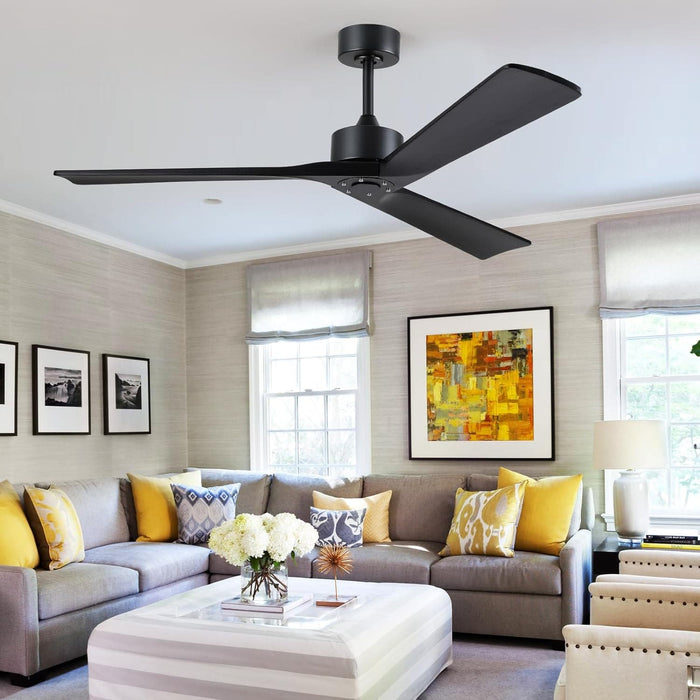 45 in. Wood Ceiling Fan with Remote Control, Farmhouse Low Profile Ceiling Fan for Bedroom Living Room-48-ErisView