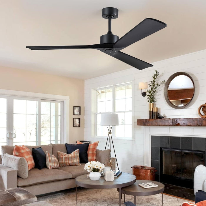 45 in. Wood Ceiling Fan with Remote Control, Farmhouse Low Profile Ceiling Fan for Bedroom Living Room-49-ErisView