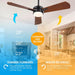 45 in. Wood Ceiling Fan with Remote Control, Farmhouse Low Profile Ceiling Fan for Bedroom Living Room-4-ErisView