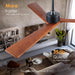 45 in. Wood Ceiling Fan with Remote Control, Farmhouse Low Profile Ceiling Fan for Bedroom Living Room-52-ErisView
