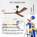 45 in. Wood Ceiling Fan with Remote Control, Farmhouse Low Profile Ceiling Fan for Bedroom Living Room-53-ErisView