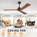 45 in. Wood Ceiling Fan with Remote Control, Farmhouse Low Profile Ceiling Fan for Bedroom Living Room-54-ErisView